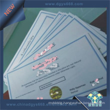 Custom Hot Stamping Hologram Security Document Paper Printing